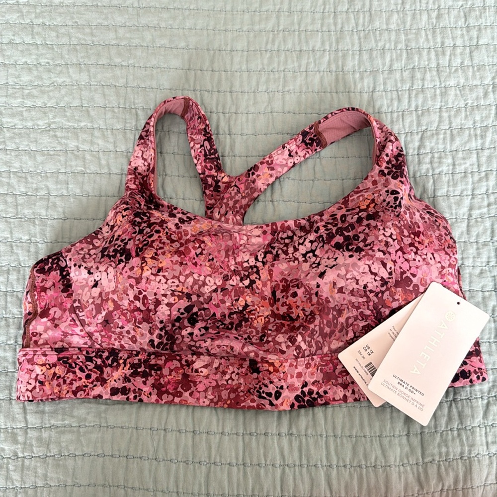 NWT Athleta 1X Ultimate Printed Bra Pink